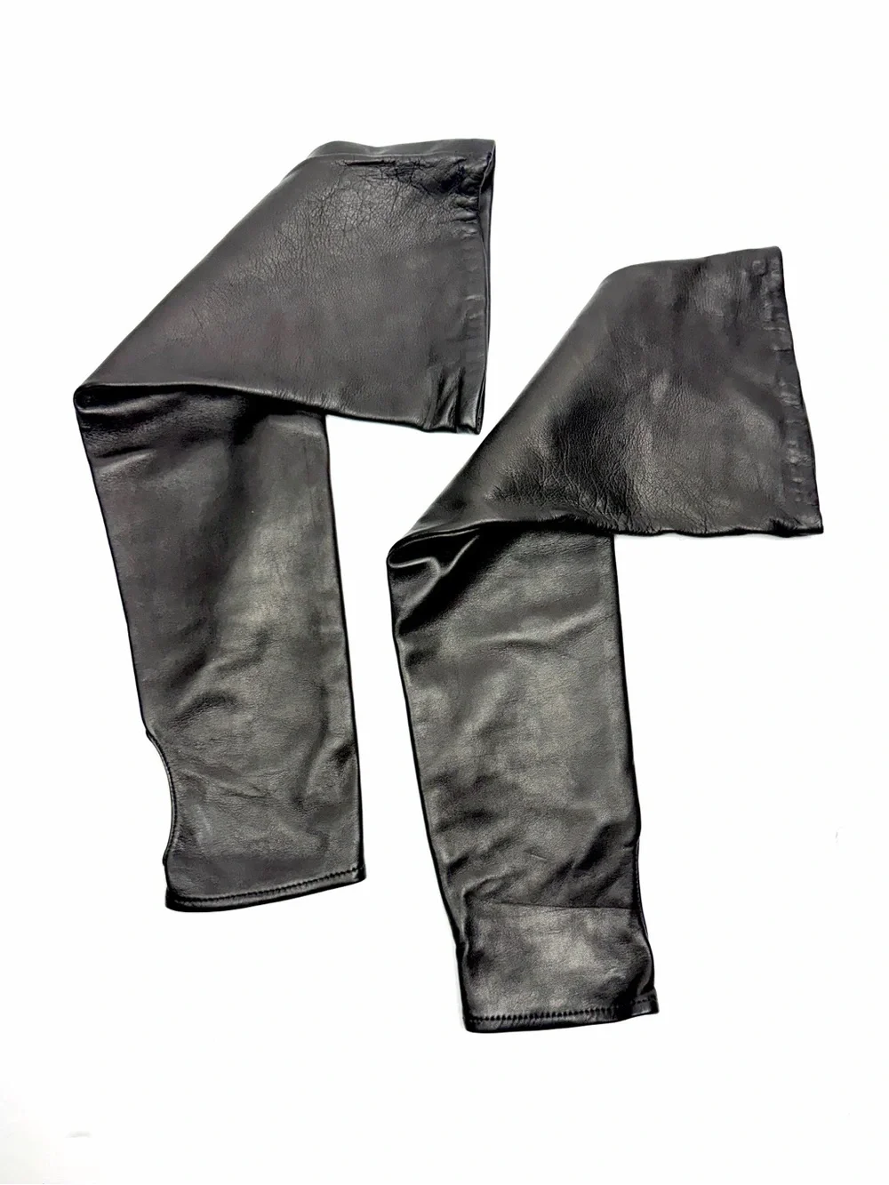 Hilts Willard Long Leather Fingerless Gloves Above Elbow Silk Lined M Black